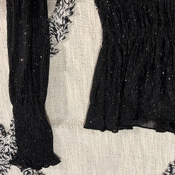 New with tag Active USA sheer sparkle black long sleeve top size M - Picture 4 of 5